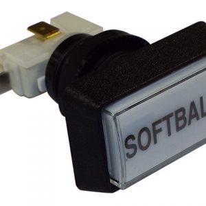 SOFTBALL PUSH BUTTON ASSEMBLY FOR COIN BOX